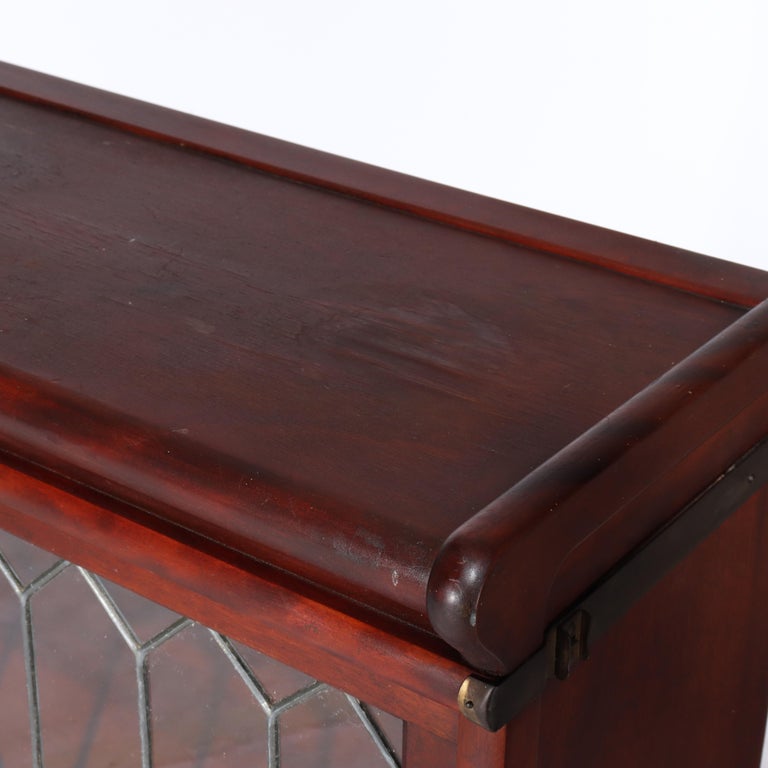 Globe Wernicke Arts & Crafts Mahogany & Leaded Glass Barrister Bookcase c1920