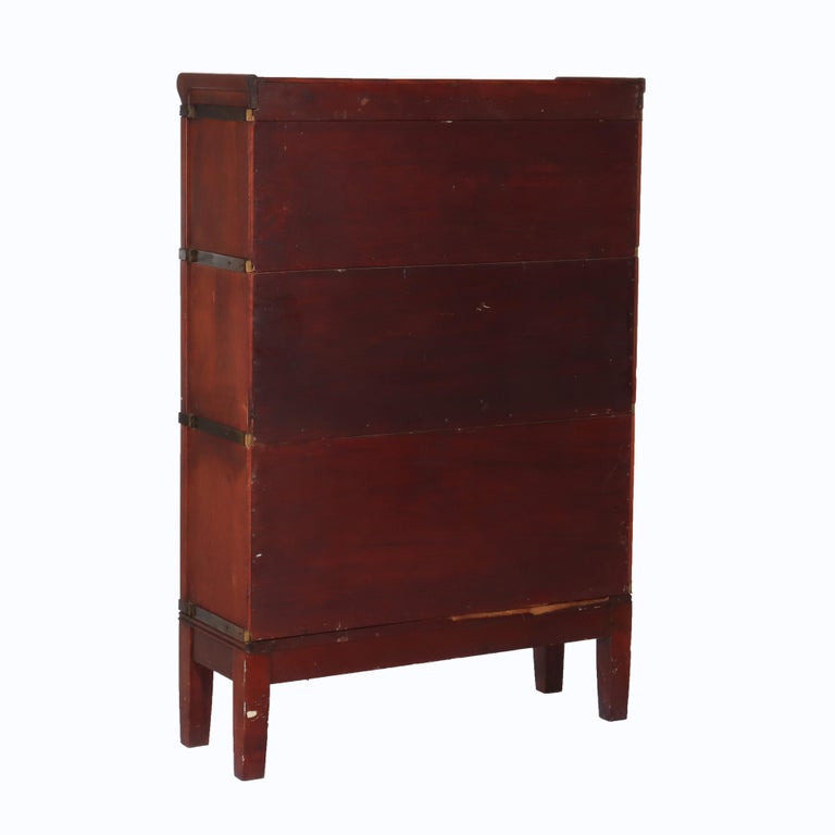 Globe Wernicke Arts & Crafts Mahogany & Leaded Glass Barrister Bookcase c1920