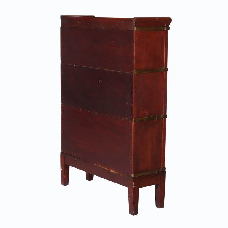 Globe Wernicke Arts & Crafts Mahogany & Leaded Glass Barrister Bookcase c1920