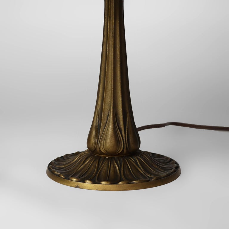 Antique Bradley & Hubbard School Arts & Crafts Slag Glass Table Lamp c1920