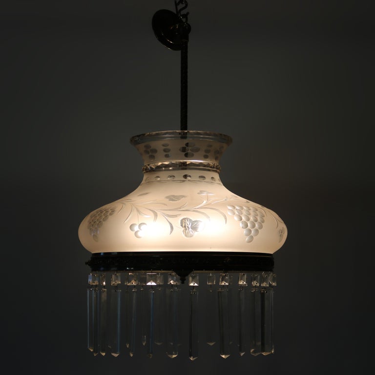 Antique Argand Sinumbra Solar Hanging Light with Cut Back Tam O’ Shanter Shade
