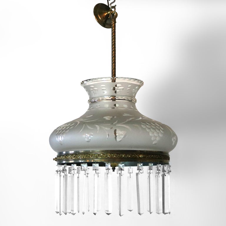 Antique Argand Sinumbra Solar Hanging Light with Cut Back Tam O’ Shanter Shade