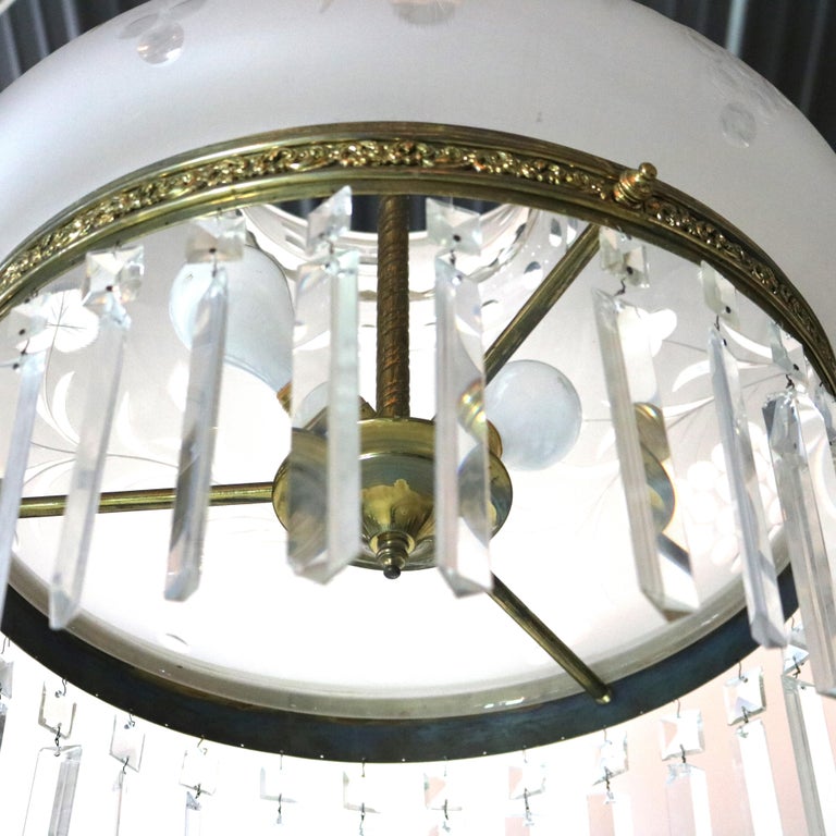 Antique Argand Sinumbra Solar Hanging Light with Cut Back Tam O’ Shanter Shade
