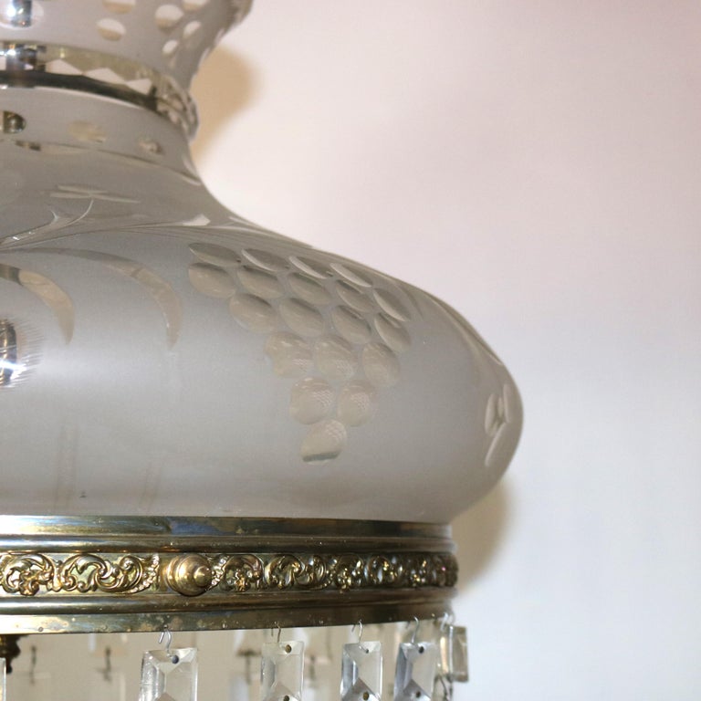 Antique Argand Sinumbra Solar Hanging Light with Cut Back Tam O’ Shanter Shade