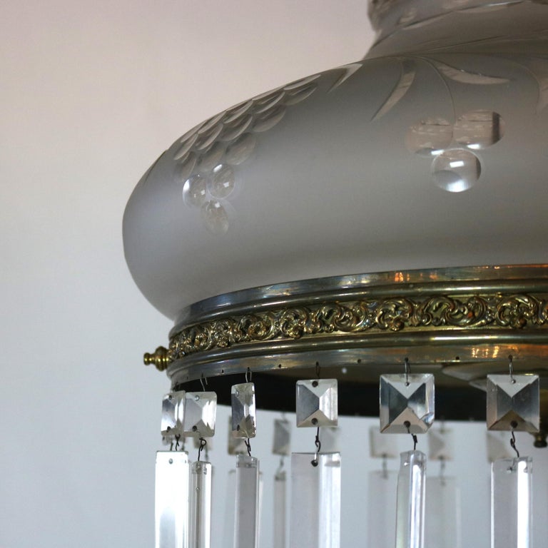 Antique Argand Sinumbra Solar Hanging Light with Cut Back Tam O’ Shanter Shade