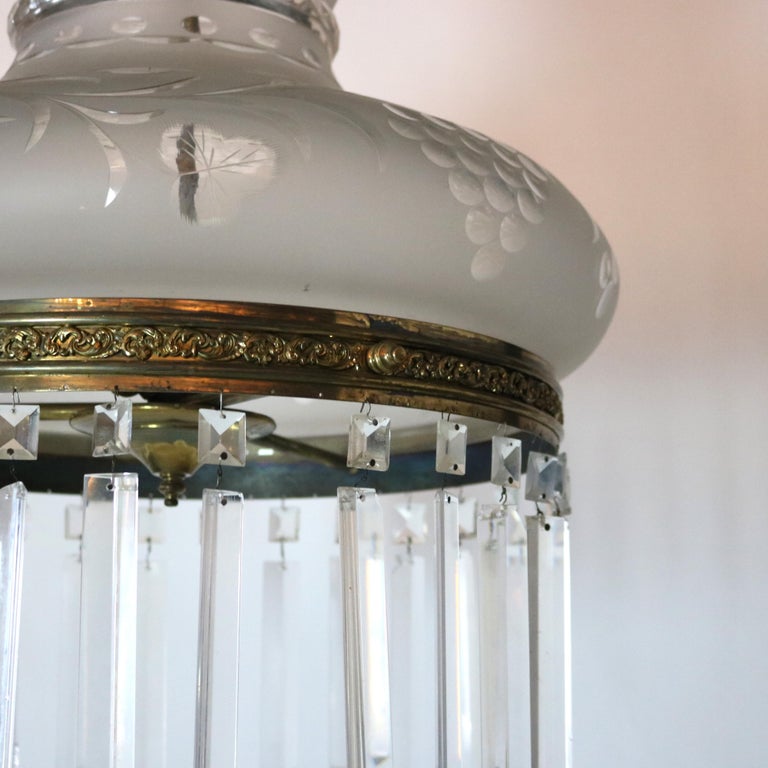Antique Argand Sinumbra Solar Hanging Light with Cut Back Tam O’ Shanter Shade