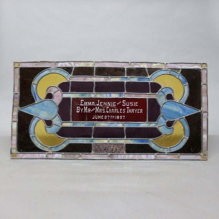 Antique Victorian Leaded Stained Glass Window, c1900