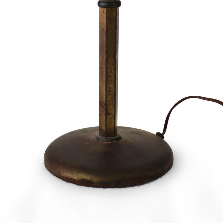Antique Pittsburg Table Lamp with Floral Acid Etched Glass Shade c1920