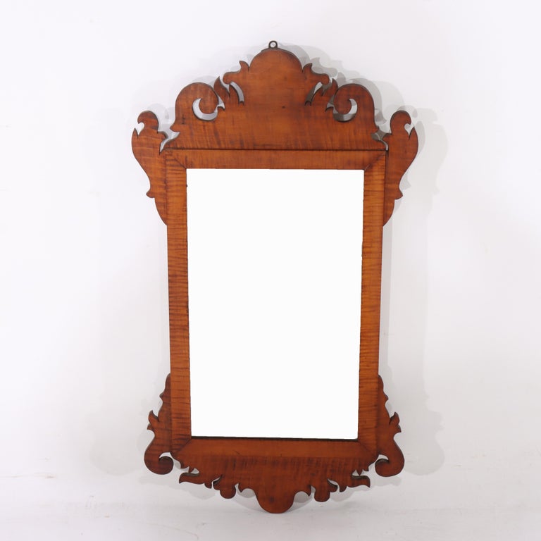 Antique Federal Chippendale Tiger Maple Mirror by The Elite Antique Shoppe C1930