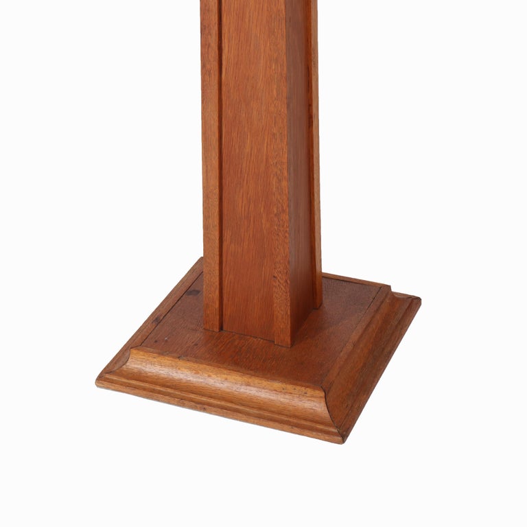 Antique Arts & Crafts Oak Sculpture Display Pedestal C1920