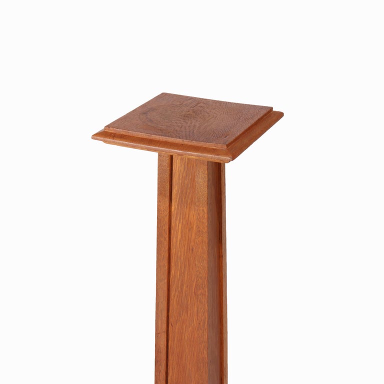 Antique Arts & Crafts Oak Sculpture Display Pedestal C1920