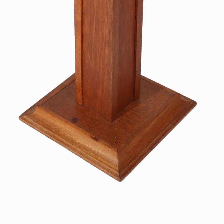 Antique Arts & Crafts Oak Sculpture Display Pedestal C1920