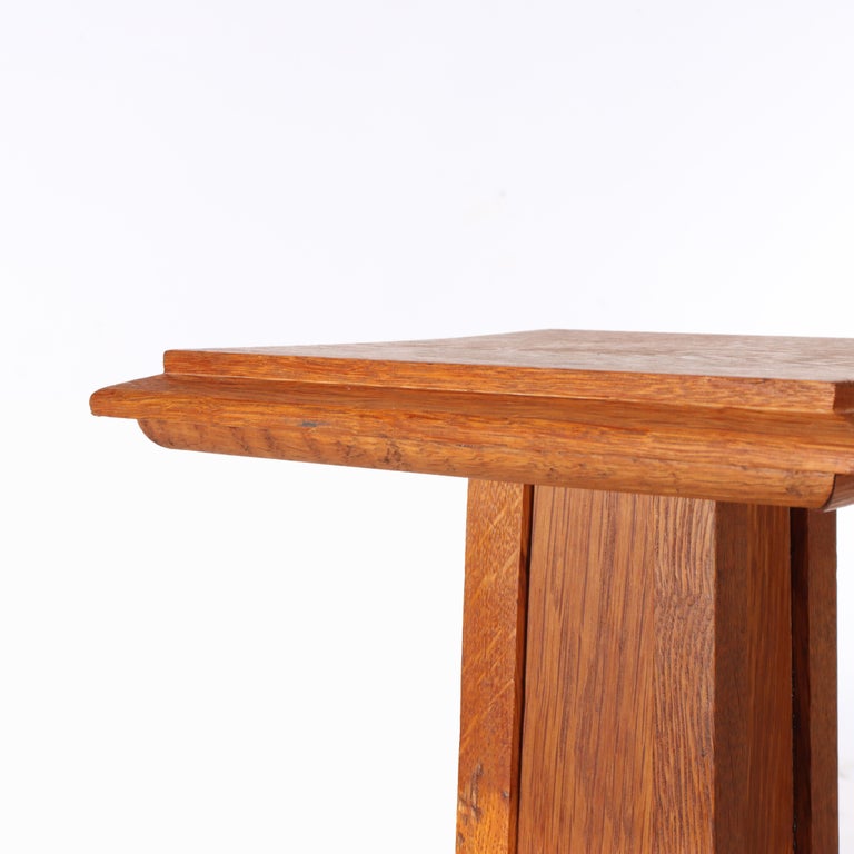 Antique Arts & Crafts Oak Sculpture Display Pedestal C1920
