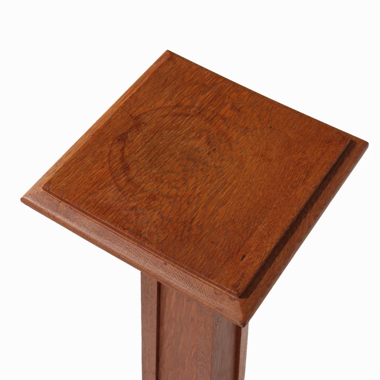 Antique Arts & Crafts Oak Sculpture Display Pedestal C1920