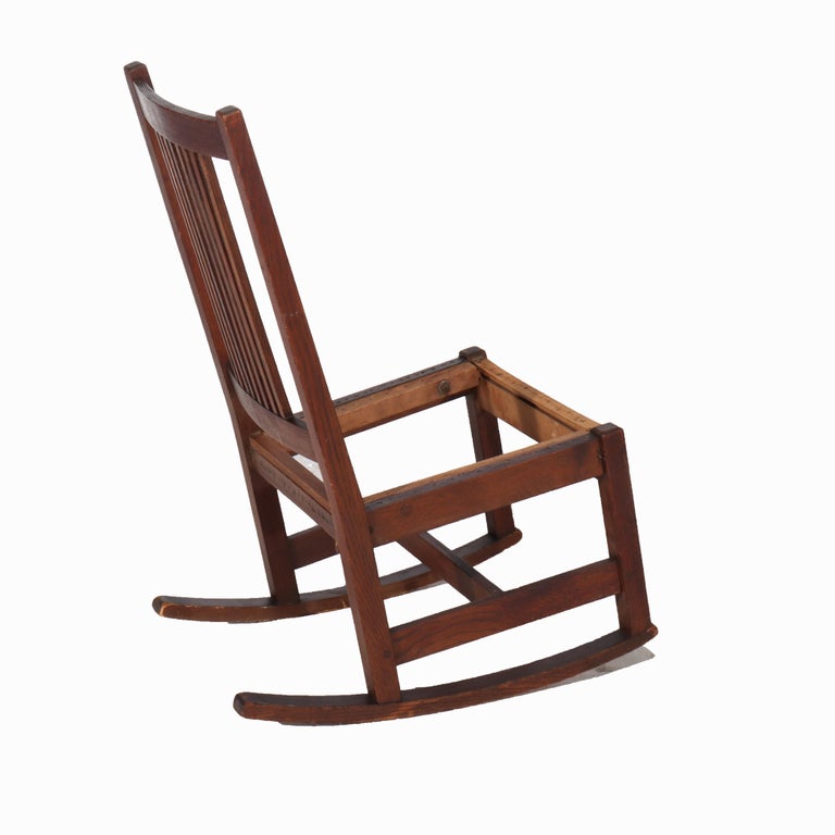 Antique L & JG Stickley Oak Spindled Ladies Chair C1910