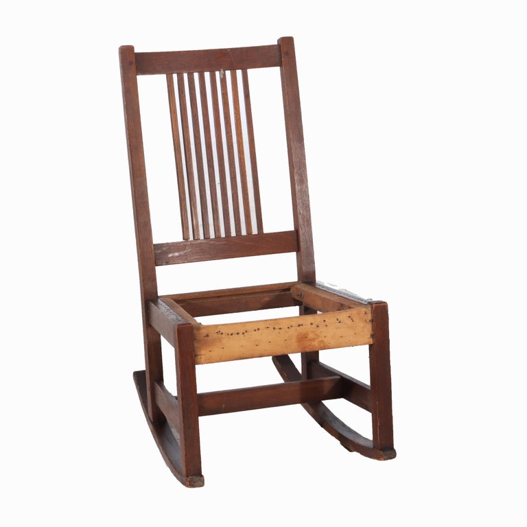 Antique L & JG Stickley Oak Spindled Ladies Chair C1910