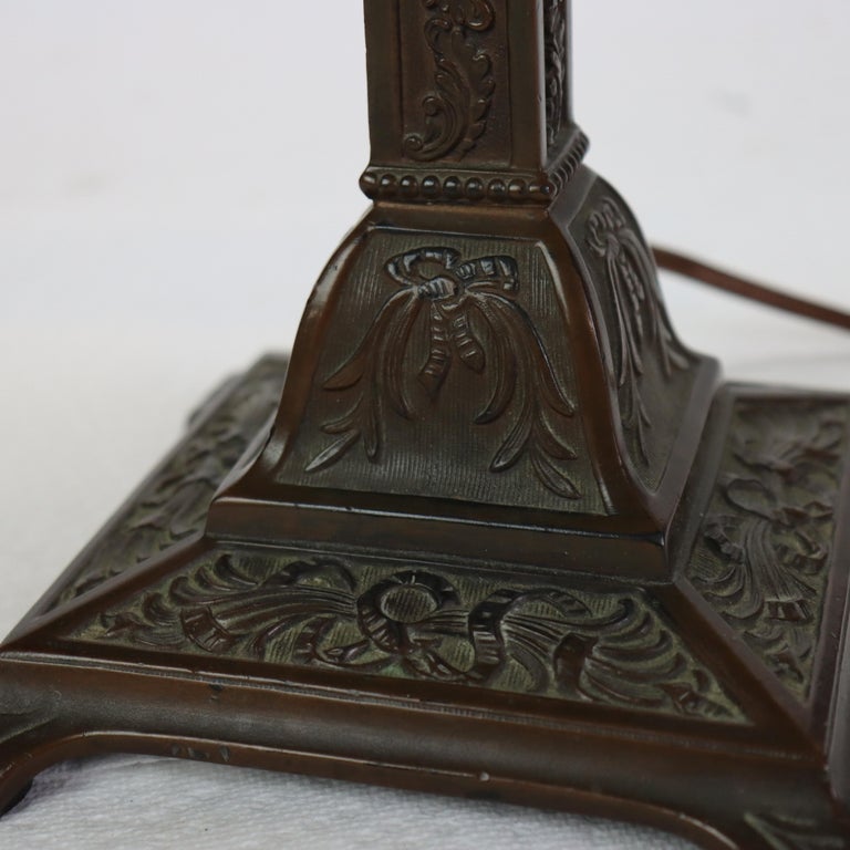 Antique Wilkinson Arts & Crafts Four-Panel Slag Glass Table Lamp c1920
