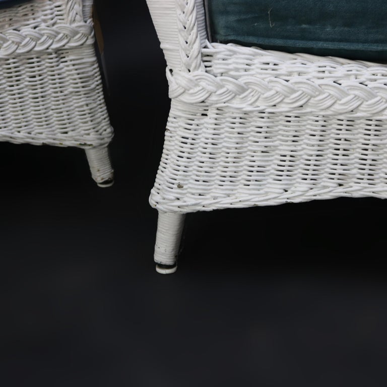 Three Heywood-Wakefield Bar Harbor Style Wicker Chairs C1920
