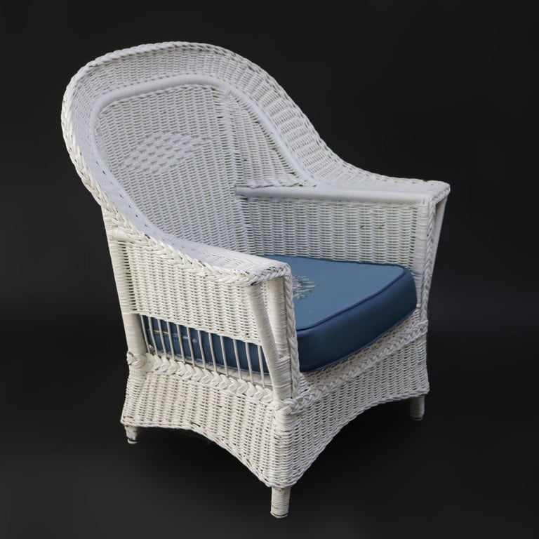 Three Heywood-Wakefield Bar Harbor Style Wicker Chairs C1920