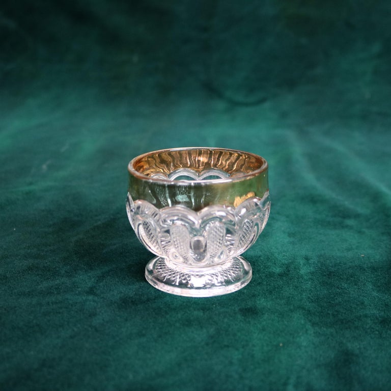 Ten Piece Antique Gold Flashed Pressed Glass Dinner Set C1930