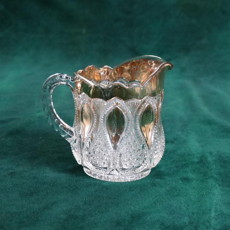 Ten Piece Antique Gold Flashed Pressed Glass Dinner Set C1930