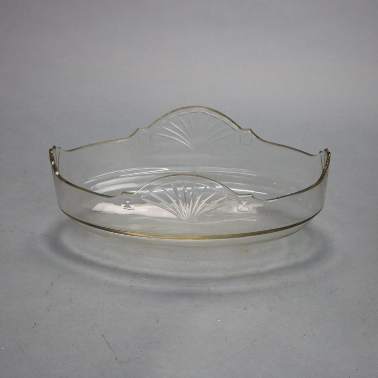 Antique Neoclassical Silver Plate Gold Washed & Crystal Glass Center Bowl, c1900
