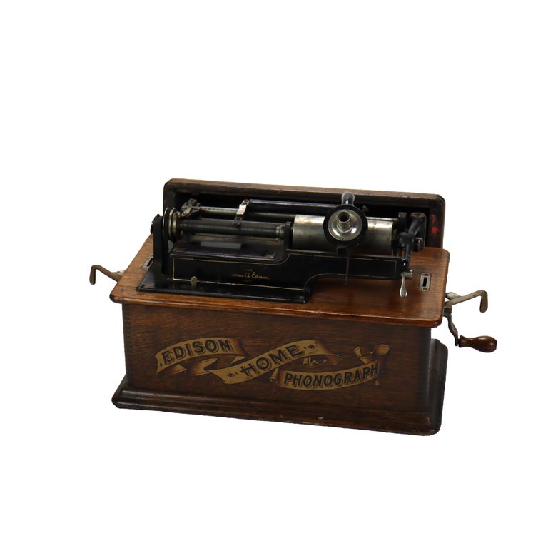 Antique Edison Oak Cylinder Phonograph Home Model C1910