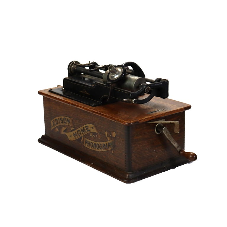 Antique Edison Oak Cylinder Phonograph Home Model C1910