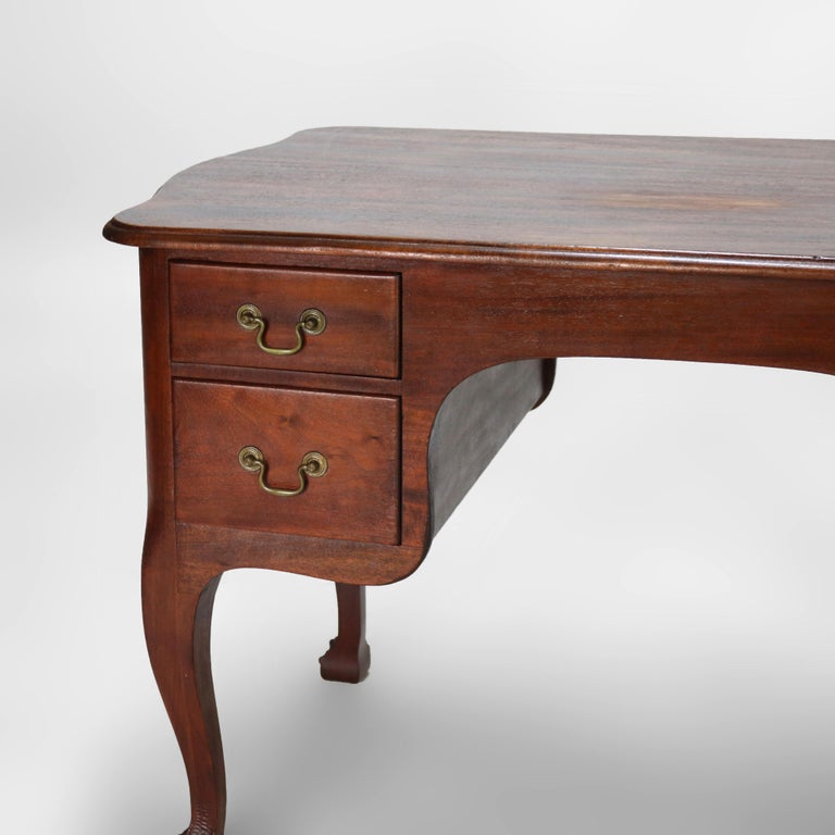 Antique RJ Horner Mahogany Serpentine Bombay Style Desk with Claw & Ball Feet