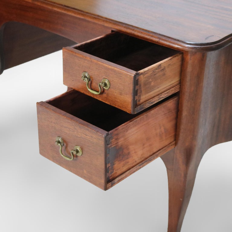 Antique RJ Horner Mahogany Serpentine Bombay Style Desk with Claw & Ball Feet