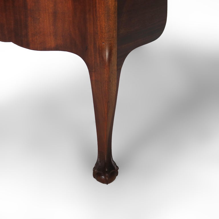 Antique RJ Horner Mahogany Serpentine Bombay Style Desk with Claw & Ball Feet