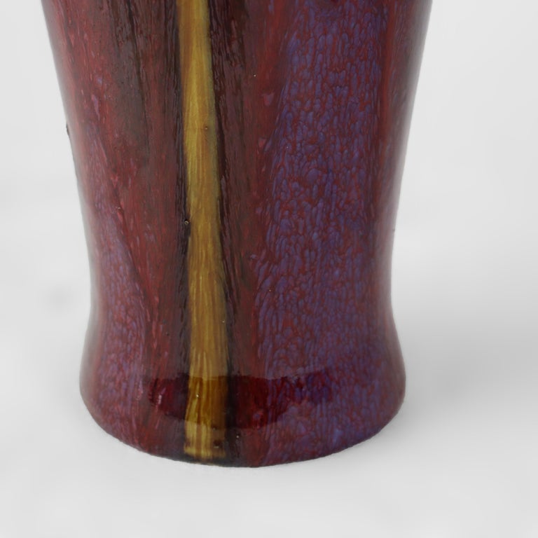 Antique Chinese 19" Tall Flambé Pottery Floor Vase C1910
