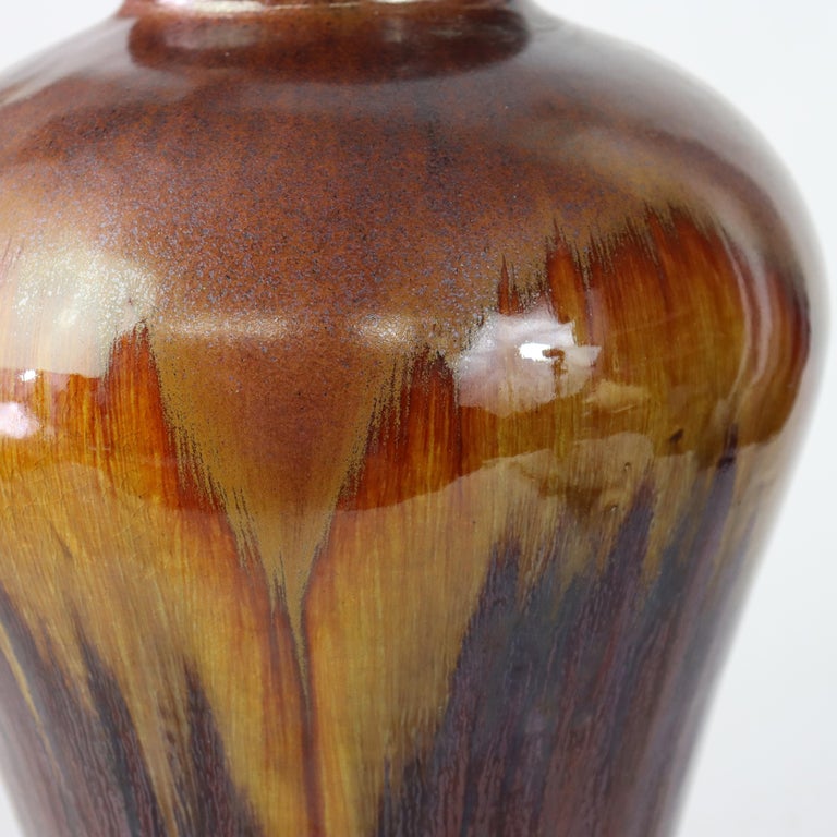 Antique Chinese 19" Tall Flambé Pottery Floor Vase C1910