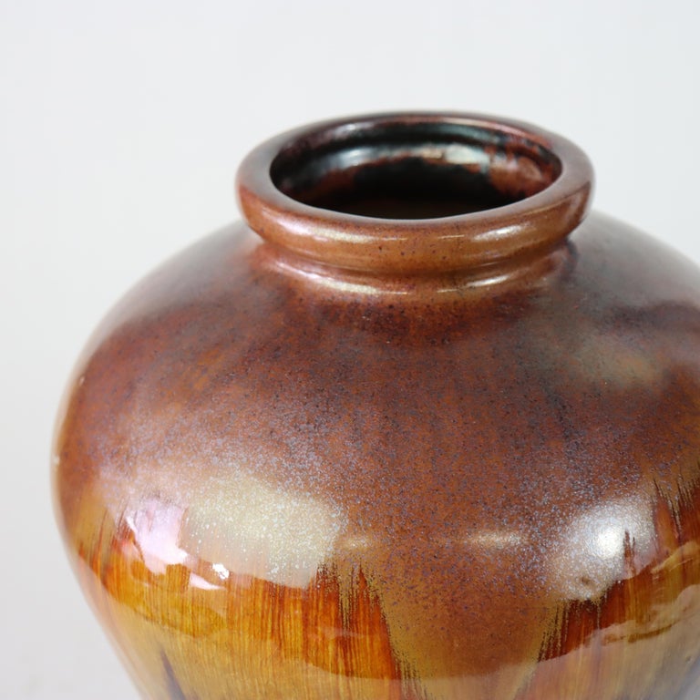 Antique Chinese 19" Tall Flambé Pottery Floor Vase C1910