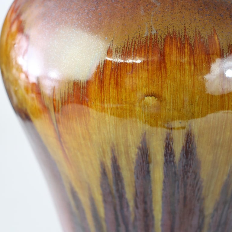 Antique Chinese 19" Tall Flambé Pottery Floor Vase C1910