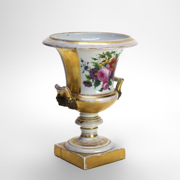 Pair of Antique Old Paris Porcelain Portrait Urns C1870