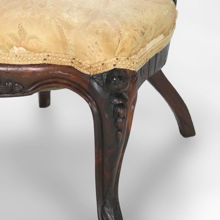 Antique JH Belter Victorian Rocco Carved Rosewood Slipper Chair c1870