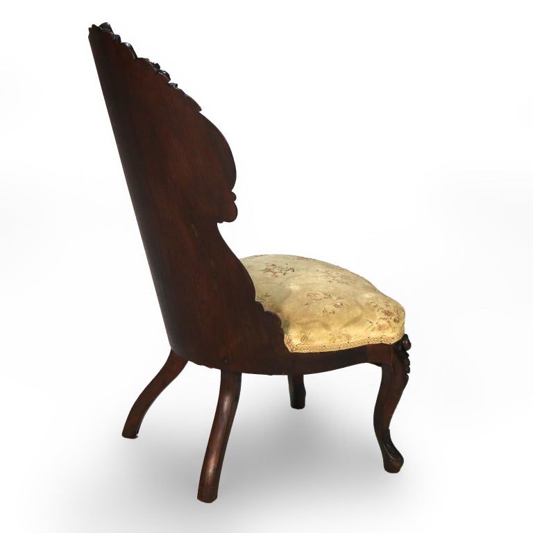 Antique JH Belter Victorian Rocco Carved Rosewood Slipper Chair c1870