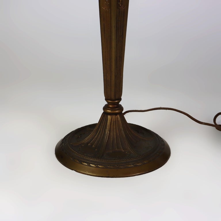Antique Arts & Crafts Slag Glass Table Lamp C1910