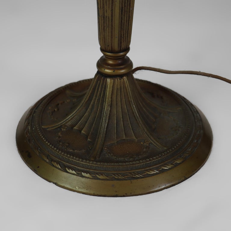 Antique Arts & Crafts Slag Glass Table Lamp C1910