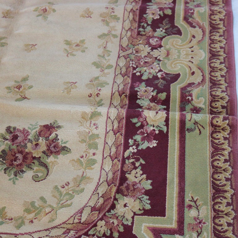 Vintage Aubusson Style Floral Wool Rug C1950