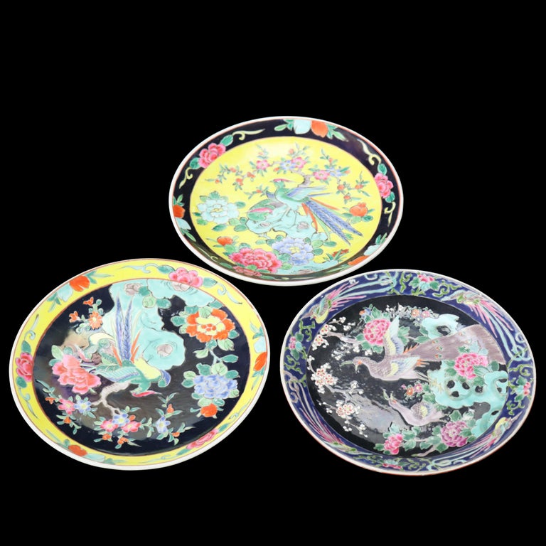 Three Pieces Antique Japanese Nippon Plates Signed C1930