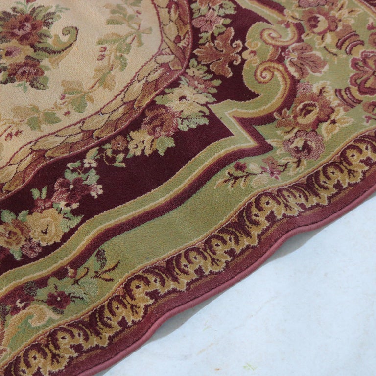 Vintage Aubusson Style Floral Wool Rug C1950