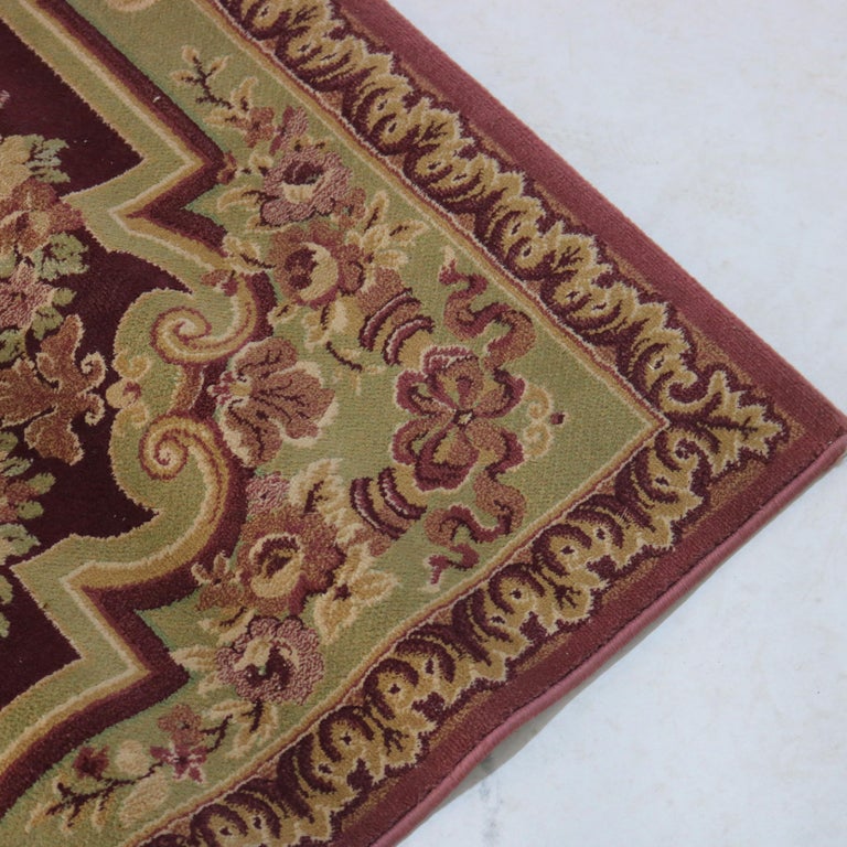 Vintage Aubusson Style Floral Wool Rug C1950