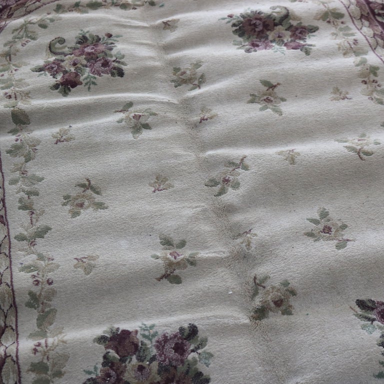 Vintage Aubusson Style Floral Wool Rug C1950