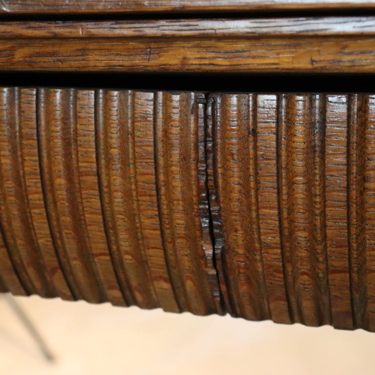 Antique RJ Horner Arts & Crafts Carved Oak Two-Drawer Library Table c1910