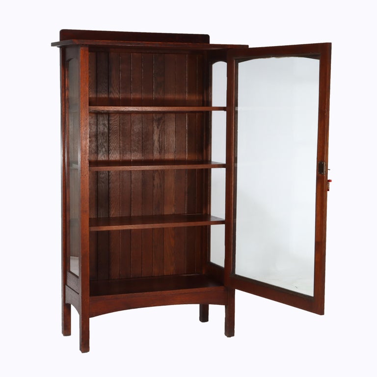 Antique Stickley Harvey Ellis School Arts & Craft Oak Single-Door China Cabinet