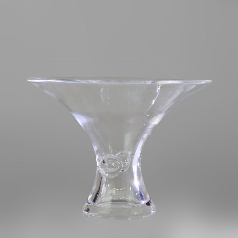 Antique Steuben MCM Art Glass Fluted Vessel Signed C1930