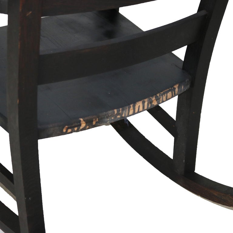 Antique RH Conant’s Sons Arts & Crafts Mission Oak Slat Back Rocking Chair c1910