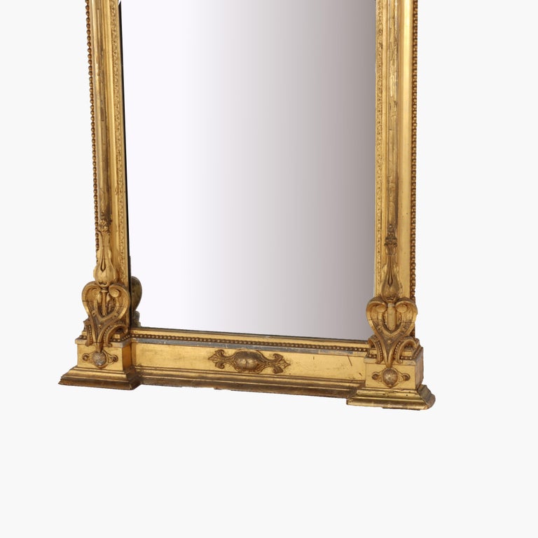 Antique French Louis XV First Finish Gilt Wood Pier Mirror C1890